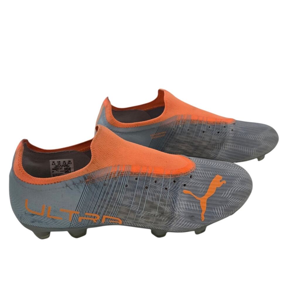 Puma Ultra 2.4 FG/AG Cleats Men's 7.5 Diamond Silver Neon Citrus - missing laces